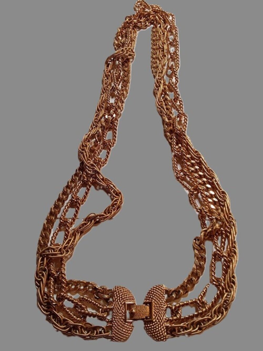 Vintage Monet Chunky Gold Tone Chain Necklace Designer Costume Jewelry Signed
